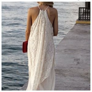 Free People Ivory Lace Halter Dress